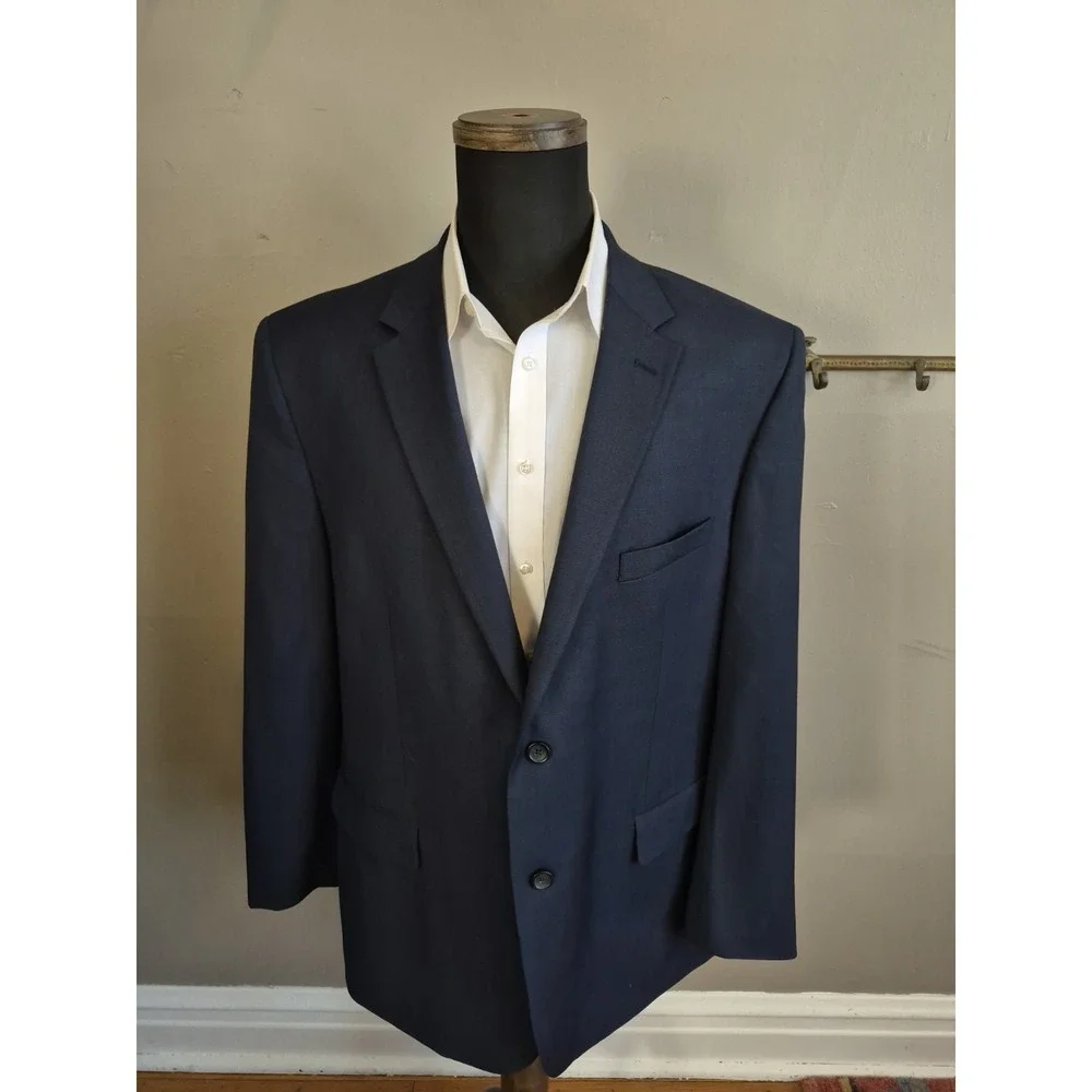 Pronto Uomo Mens Wool Sports Coat 48L Navy Blue 2 Button Double Vent Italy S703